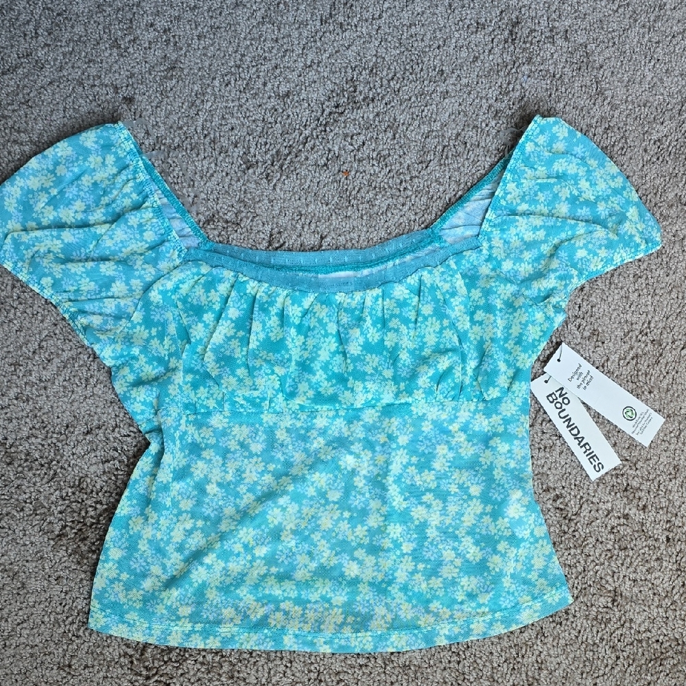 No Boundaries Blue Floral Blouse